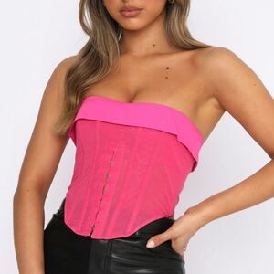 White Fox Boutique Pink Strapless Crop Top